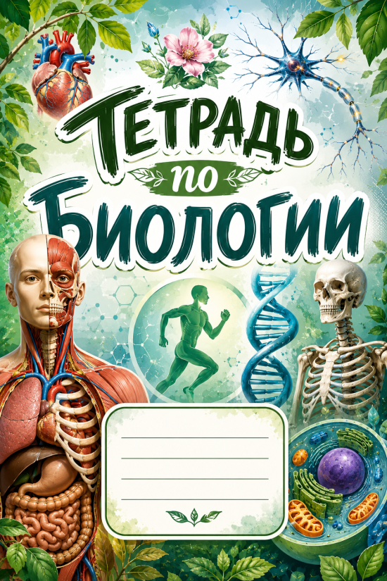 Комплект обложек для школьных тетрадей по биологии.