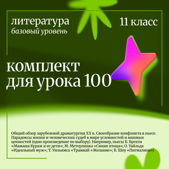 Литература 11 класс (базовый уровень). Урок 100 Общий обзор зарубежной драматургии XX в. Своеобразие