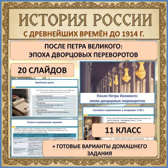 Мультимедийная презентация по теме: «После Петра Великого: эпоха дворцовых переворотов»