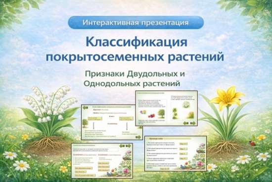 Интерактивная презентация по биологии «Классификация покрытосеменных растений». 7 класс