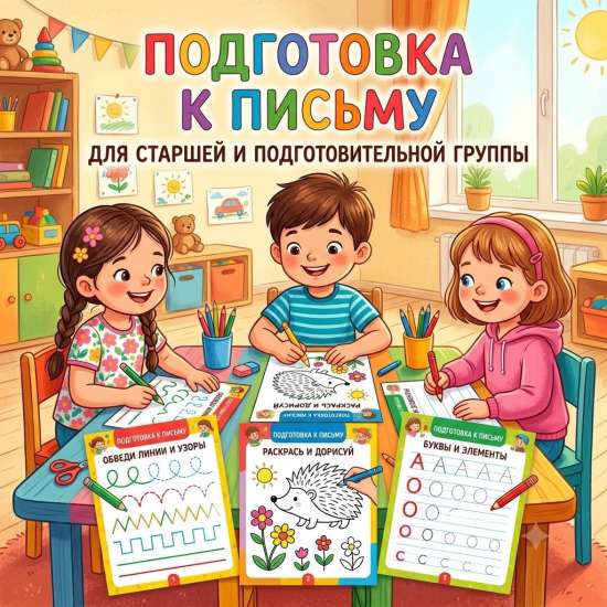 Комплект развивающих карточек «Подготовка к письму: развиваем графомоторику и логику» (для детей 5–7