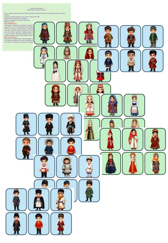 Дидактическая игра  «Найди пару. Народы России».