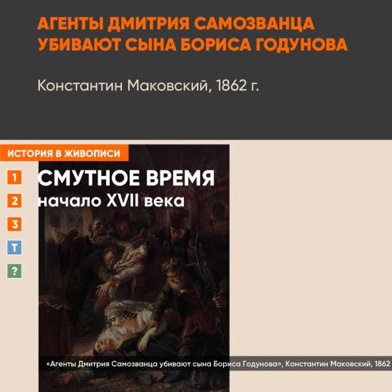 Картина - Агенты Самозванца убивают сына Бориса Годунова