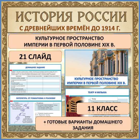 Презентация по теме: «Культурное пространство империи в первой половине XIX в.»
