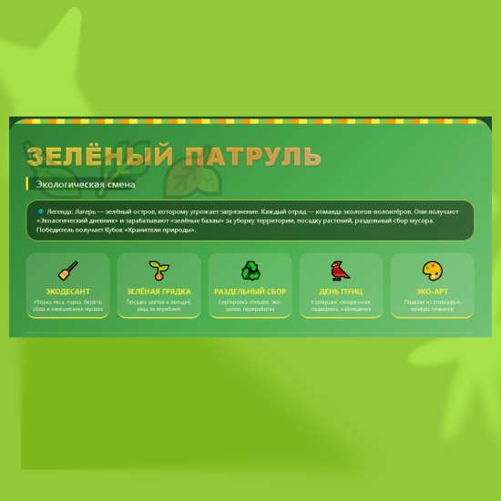 Программа экологической смены летнего лагеря "Зеленый патруль"