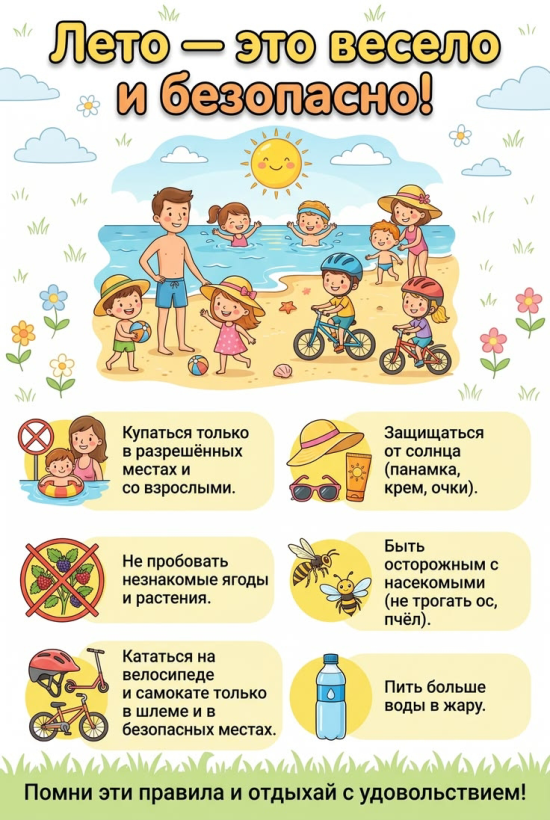 ❗️Безопасные летние каникулы. Подборка памяток.