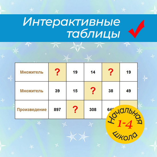 Интерактивные занимательные таблицы "Умножение и деление чисел до 1000"