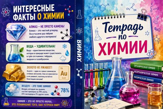 Обложка для тетради "Тетрадь по химии"