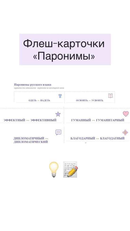 Флеш-карточки "Паронимы"