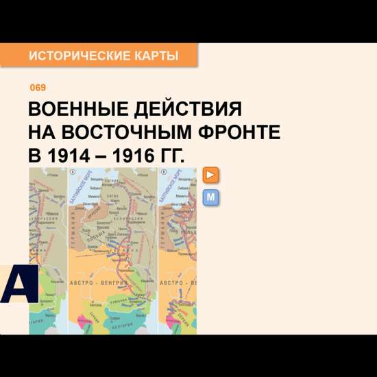 Карта - Военные действия на Восточном фронте в 1914 - 1916 гг.