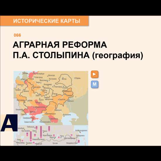 Карта - Аграрная реформа П.А. Столыпина