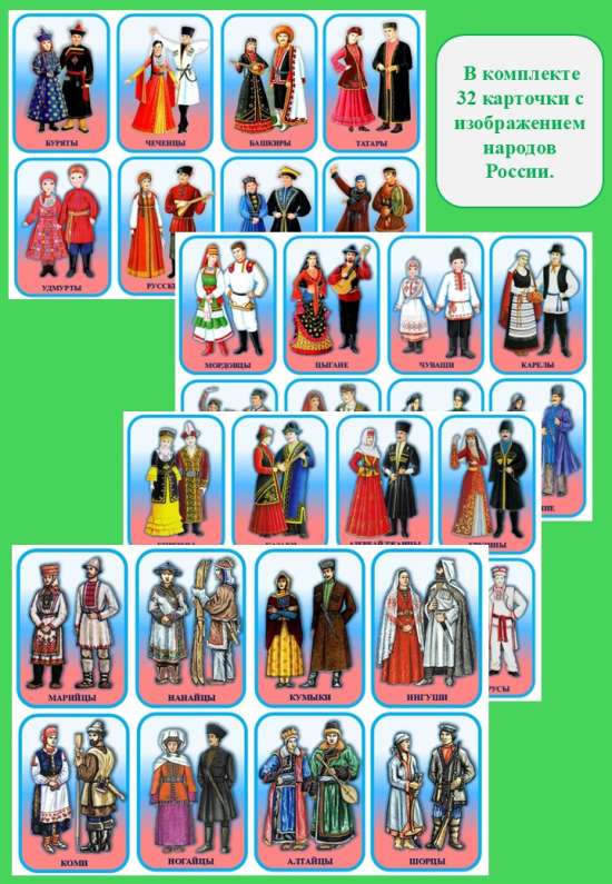 Карточки для детей «Народы России».
