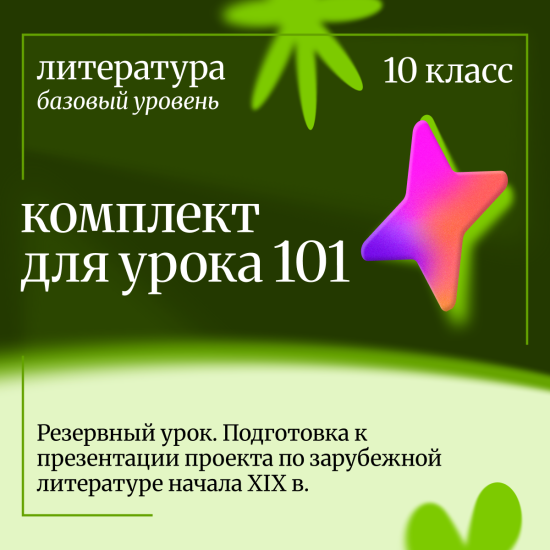 Литература 10 класс (базовый уровень). Урок 101 Резервный урок. Подготовка к презентации проекта