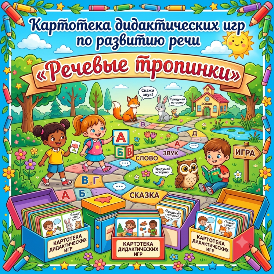 Картотека ярких дидактических игр по развитию речи «Речевые тропинки. Осень» (4 страницы)