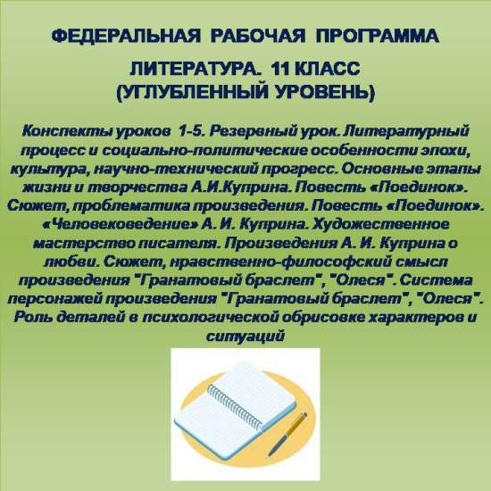 Литература 11 класс (углубленный уровень). Конспекты уроков 1-5
