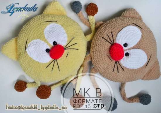 Мастер-класс по вязанию игрушки крючком подушка-сплюшка "Котик"