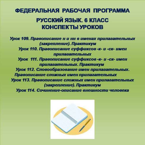 Русский язык 6 класс. Конспекты уроков 109-114