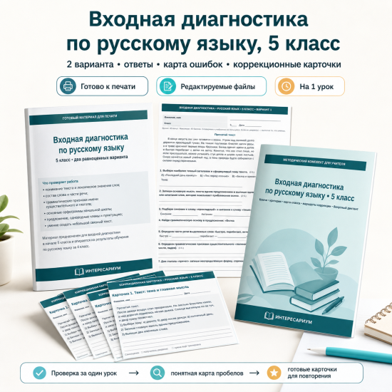 Входная диагностика по русскому языку 5 класс 2026–2027 | ФГОС/ФОП |