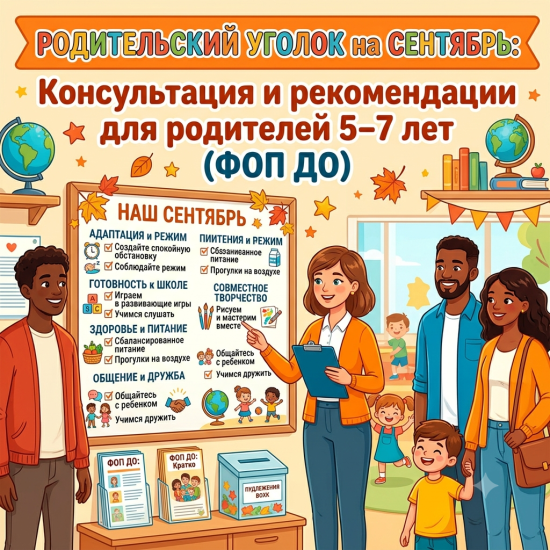 Родительский уголок на СЕНТЯБРЬ: Консультация и рекомендации для родителей 5–7 лет (ФОП ДО)