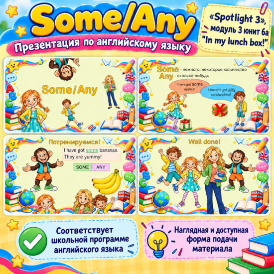 Презентация "Неопределённые местоимения "Some/any". Spotlight 3, 6a
