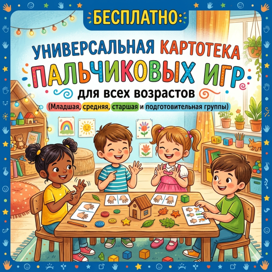 БЕСПЛАТНО: Универсальная картотека пальчиковых игр для всех возрастов (Младшая, средняя, старшая и п