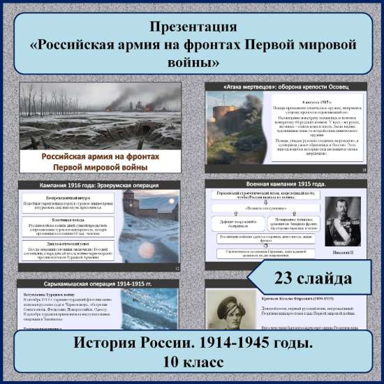 Презентация по теме: «Российская армия на фронтах Первой мировой войны»