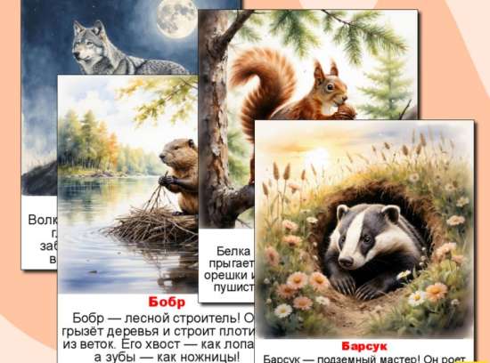 Карточки "Лесные животные"