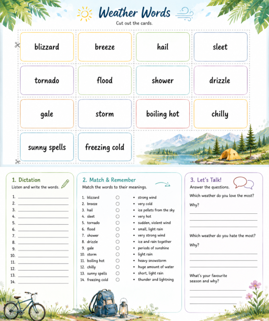 Рабочий лист по теме "Weather"