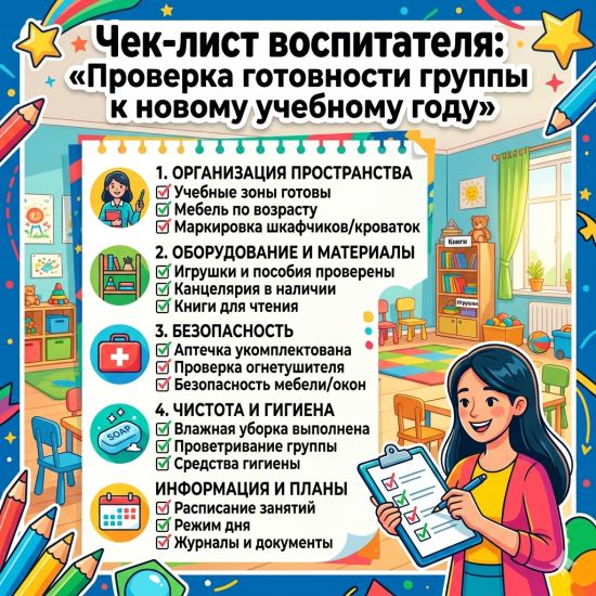 Чек-лист воспитателя: «Проверка готовности группы к новому учебному году»