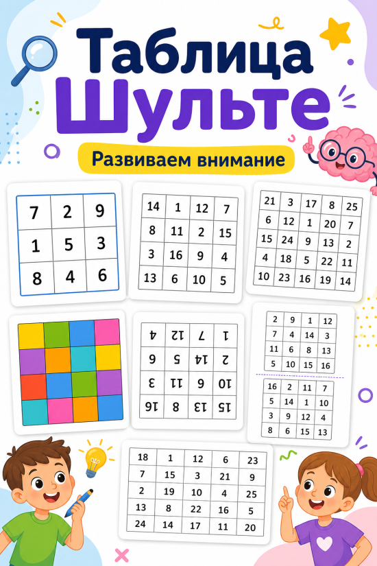 🧠 Нейротренажёр «Таблицы Шульте» (Развиваем внимание и скорочтение)