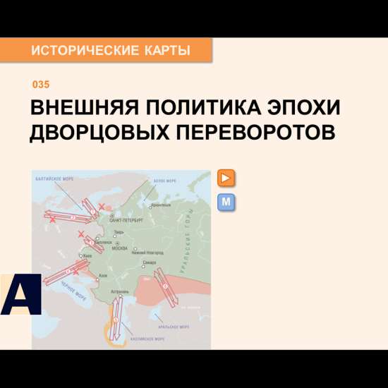 Карта - Внешняя политика эпохи дворцовых переворотов