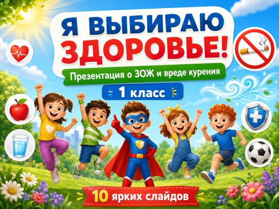 «Я выбираю здоровье!» Презентация о ЗОЖ и вреде курения для 1 класса