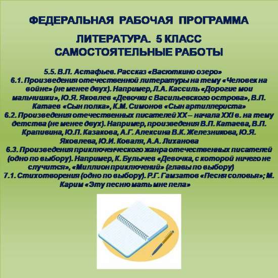 Литература 5 класс. Самостоятельные работы 16-20