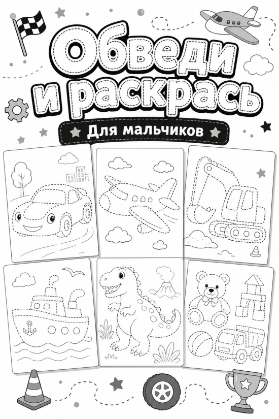 Обведи и раскрась. Для мальчиков