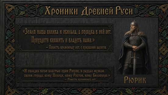 Презентация-игра-тренажёр «Хроники Древней Руси. Рюрик». 6 класс.