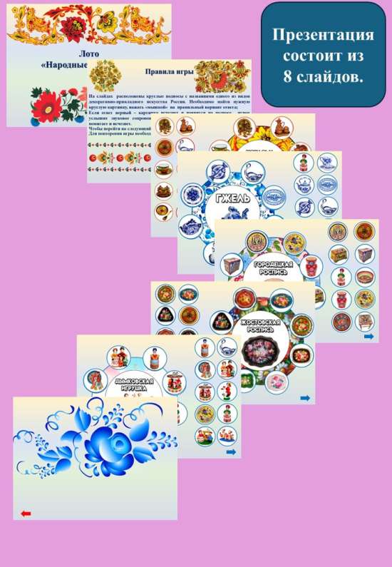 Интерактивное лото "Народные промыслы".