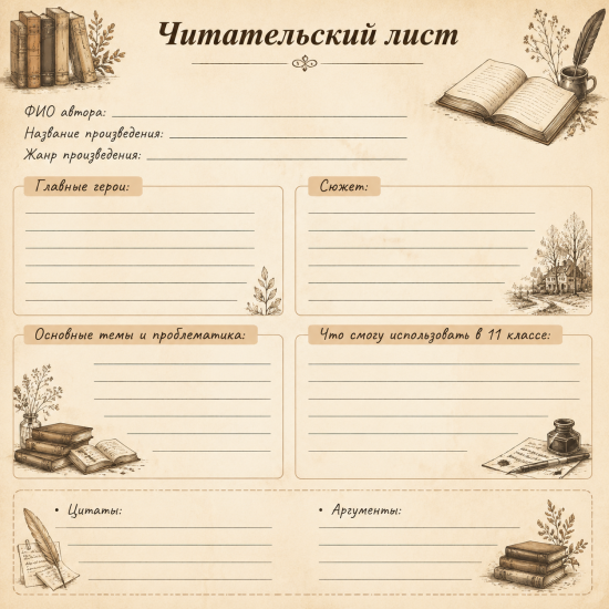 Читательский лист