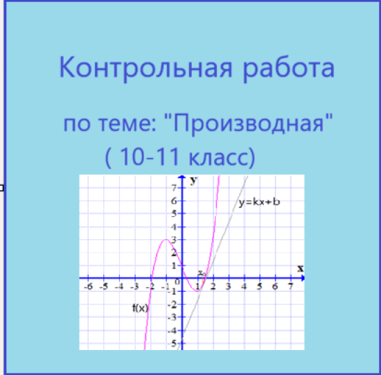 Контрольная работа по теме: "Производная" (10-11 класс)
