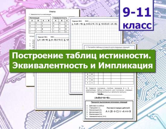Рабочий лист "Алгебра логики. Построение таблиц истинности. Эквивалентность и Импликация"