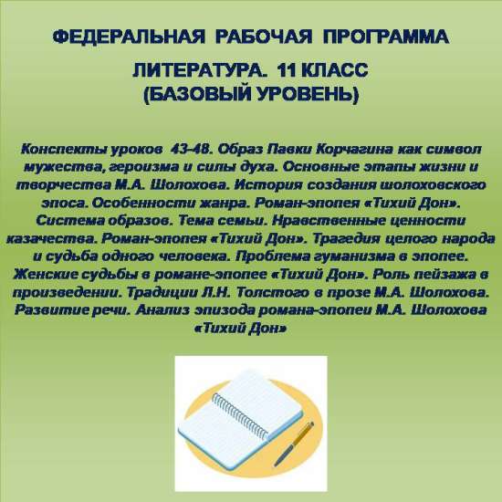 Литература 11 класс (базовый уровень). Конспекты уроков  43-48