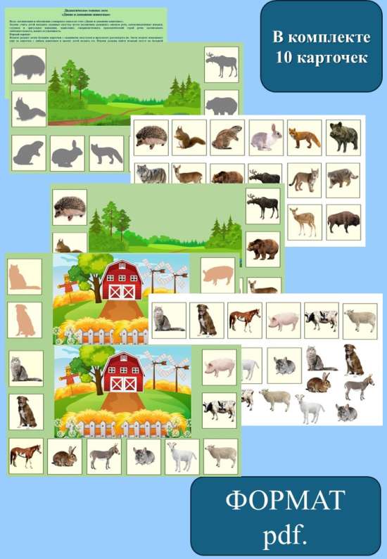 Дидактическое теневое лото  «Дикие и домашние животные»