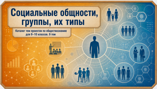 «Социальные общности, группы, их типы». Каталог тем проектов по обществознанию для 9–10 классов.