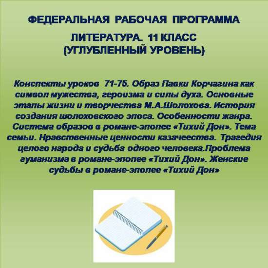 Литература 11 класс (углубленный уровень). Конспекты уроков 71-75