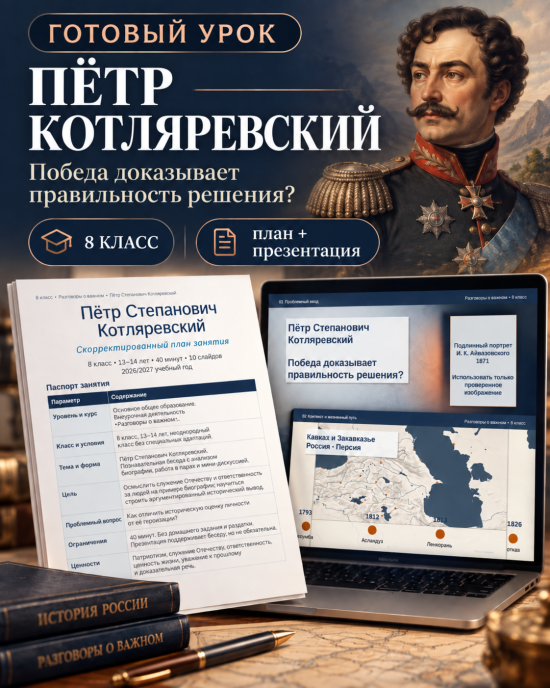 Комплект к уроку «Пётр Степанович Котляревский» | Разговоры о важном, 8 класс