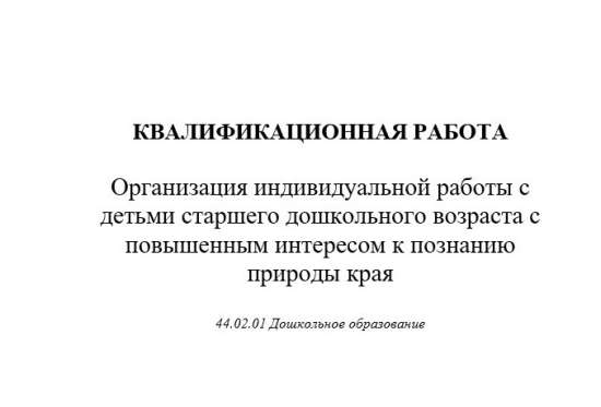 Организация индивидуальной работы с детьми старшего дошкольного возраста с повышенным интересом к по