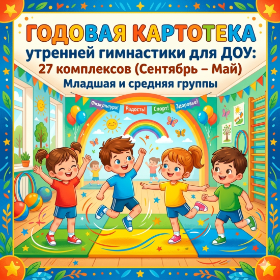 Годовая картотека утренней гимнастики для ДОУ: 27 комплексов (Сентябрь – Май). Младшая и средняя гру