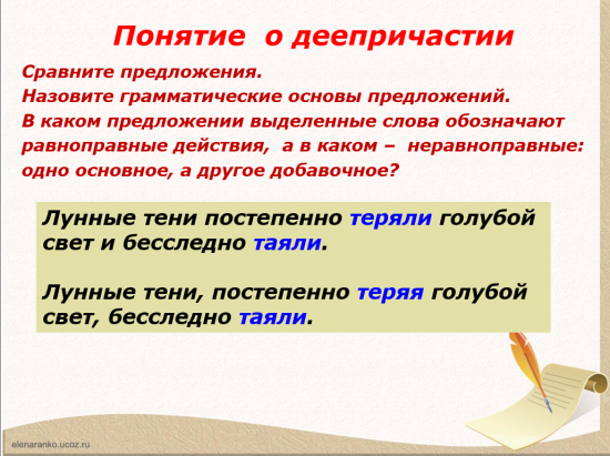 Деепричастие как часть речи