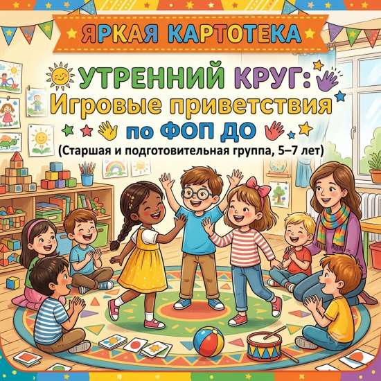 Яркая картотека «Утренний круг: Игровые приветствия» по ФОП ДО (Старшая и подготовительная группа, 5