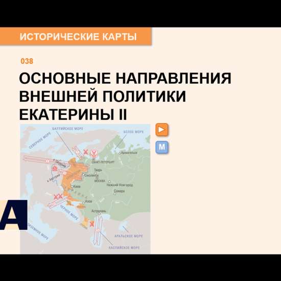 Карта - Внешняя политика Екатерины II