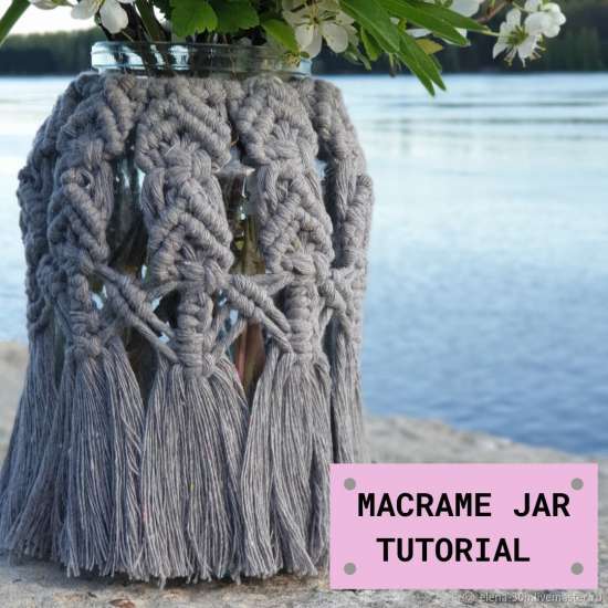 Макраме банка - ваза инструкция / Macrame jar tutorial  DIY